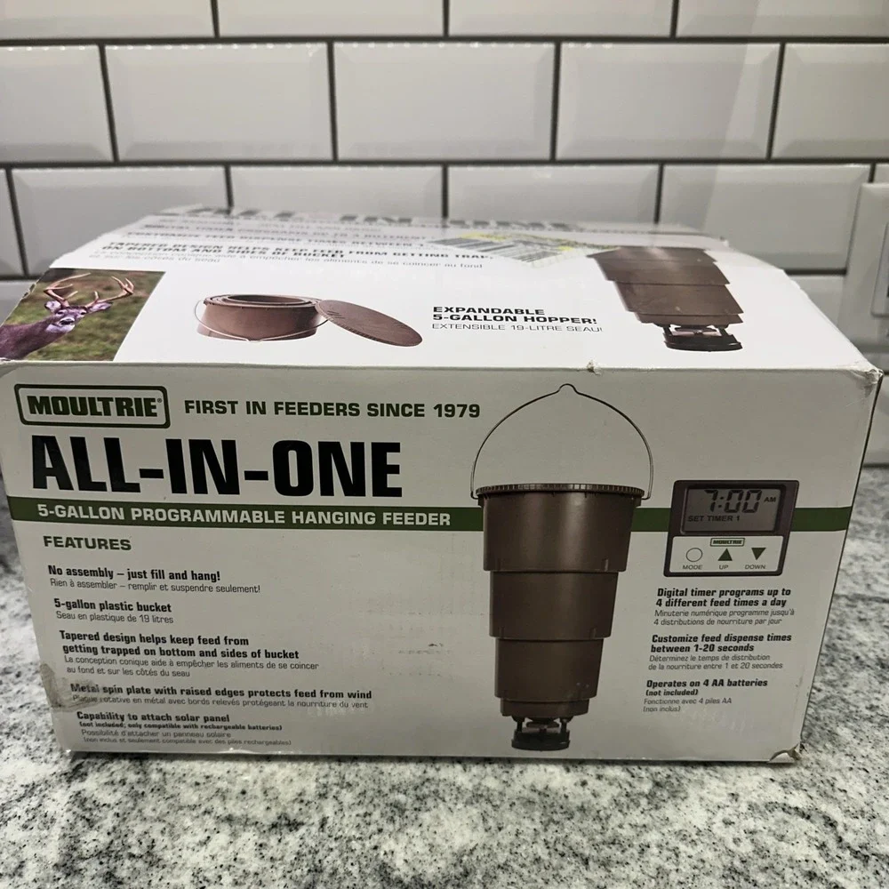 Moultrie 5-Gallon Programmable All-in-One Hanging Deer Feeder NEW‎ IN BOX